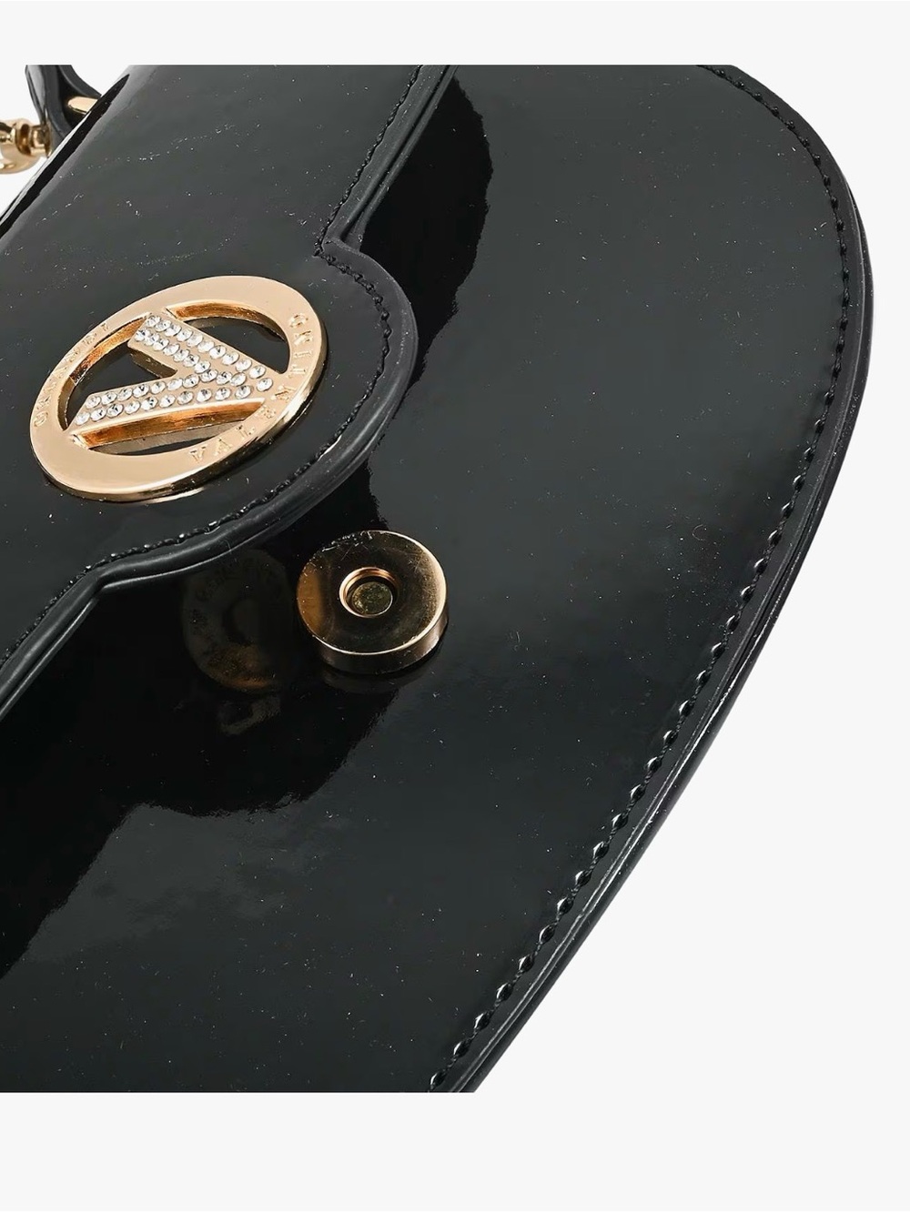 Valentino Orlandi Black Top Handle Patent Vegan Leather Crossbody Bag - Picture 8 of 8